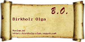 Birkholz Olga névjegykártya